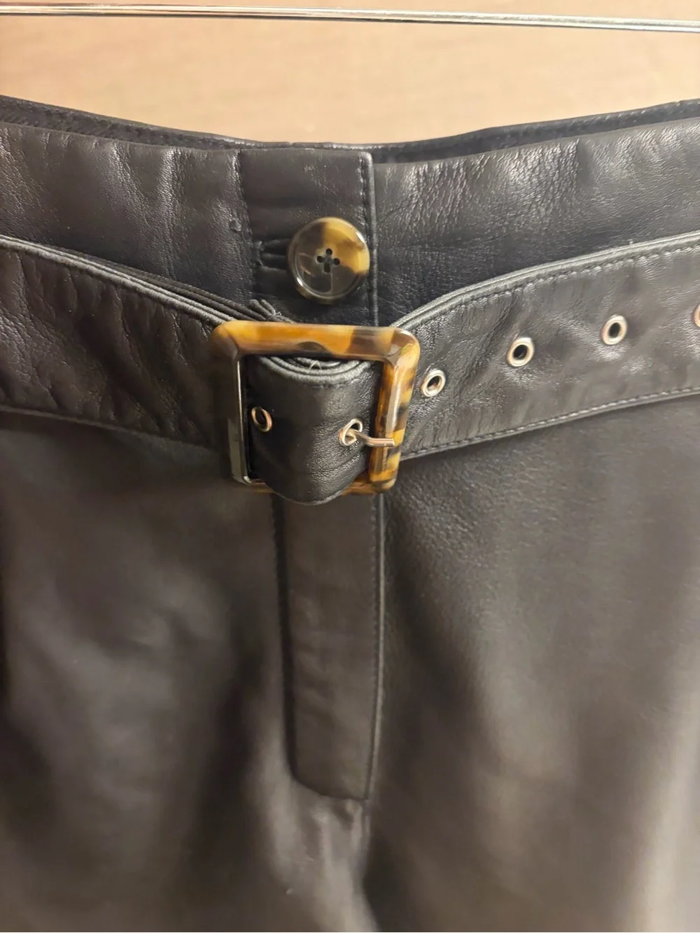 baldwin Black Faux Leather High-Waist Belted Shorts